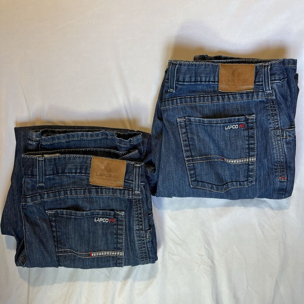 Lapco FR Flame Resistant Jeans 40x31 Lot Of 2 Modern Workwear Blue Dark Wash